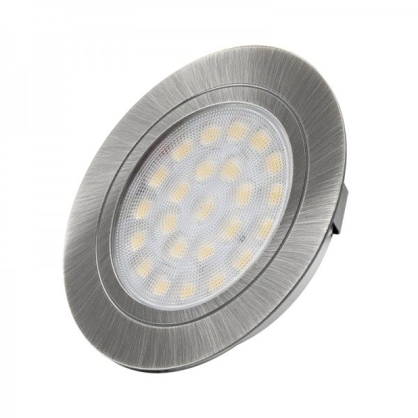 LED pohištvena svetilka OVAL vgradna 12V DC 2W brušeno jeklo 3000K + 2m kabla z mini konektorjem