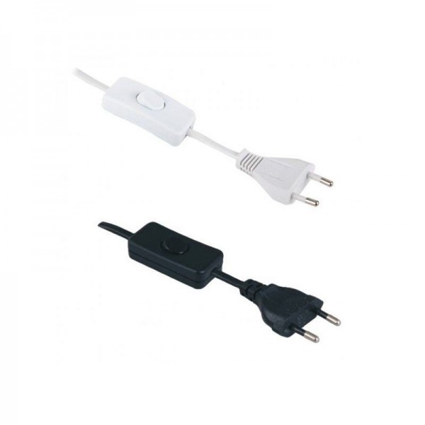 Kabel z vtikačem EURO 2x0,75mm2 ČRN s prehodnim stikalom