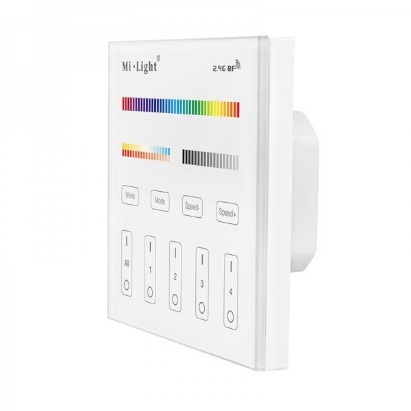LED daljinski upravljalnik stenski panel RGB + CCT T4 4 cone 230V bel