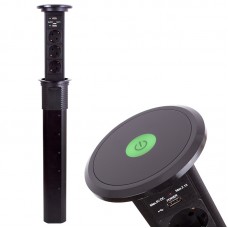 Pohištvena izvlečna vtičnica LIFTBOX AVTOMATIK 3xšuko + 2USB s kablom 1,5m črna