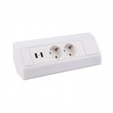 Pohištvena kotna vtičnica CORNER BOX 2xšuko + 2xUSB s kablom 1,8m bela
