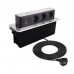 Pohištvena potopna vtičnica HOPBOX 3xšuko + 1xUSB A + 1xUSB C s kablom alu