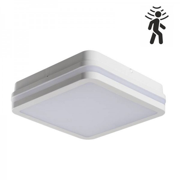 Svetilka s senzorjem HF360° LED BENO 24W 1920lm 4000K kvadratna bela IP54