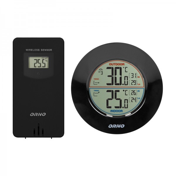 Brezžična vremenska postaja z indikatorjem notranje in zunanje temperature črna