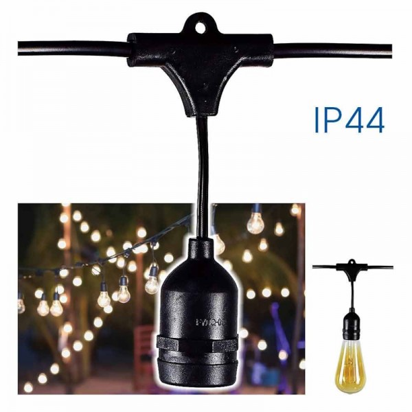 Svetlobna veriga - girlanda 5,2m 5xE27 300W SWING-T črna brez žarnic vodoodporna, odporna proti vetru