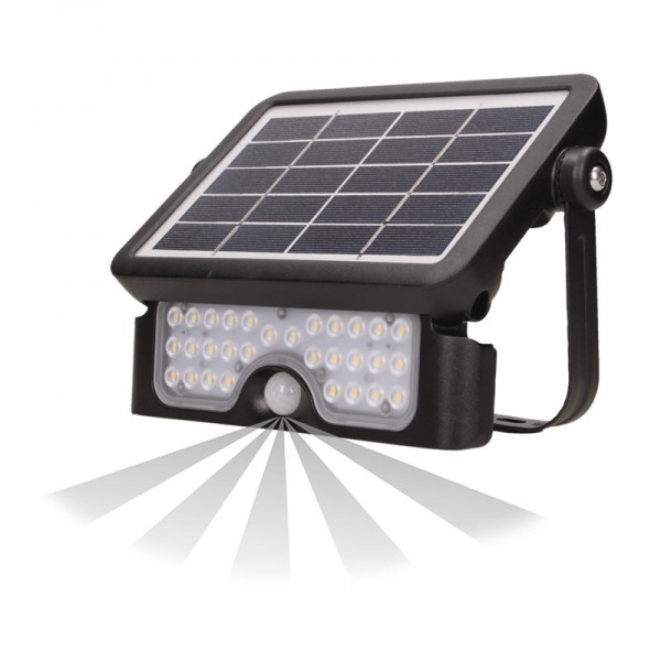 LED solarni reflektor senzorski LUX 5W 500lm 4000K ČRN