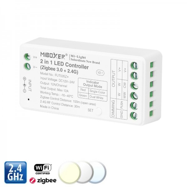 LED krmilnik 2v1 12-24V 12A DIMM/CCT 035Z+ RF 2,4GHz + ZigBee 3.0 univerzalni