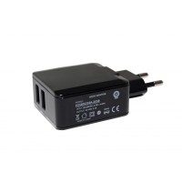 Adapter - usmernik 2xUSB 5V 15,5W 3A brez kabla črn