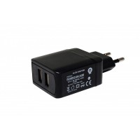 Adapter - usmernik 2xUSB 5V 10,5W 2,1A brez kabla črn