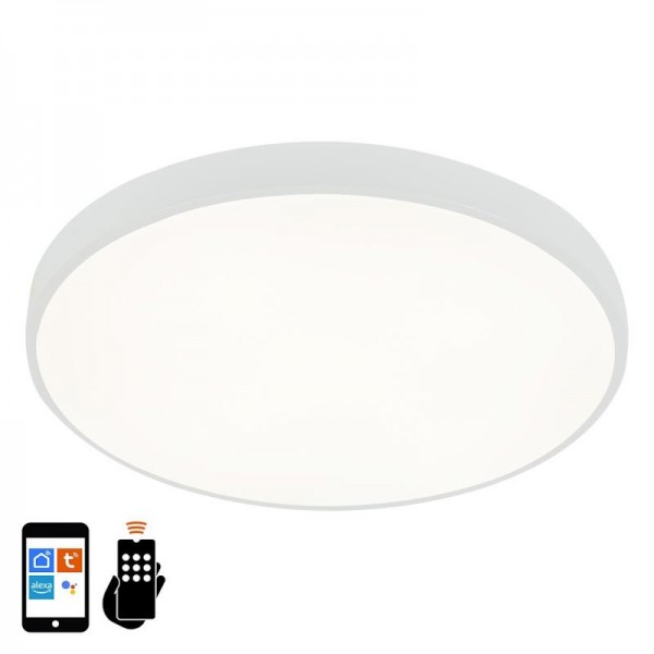 Svetilka stropna LED 48W 2000-5000lm 2700-6500K CCT dim OPAL 460mm bela z daljincem + WiFi