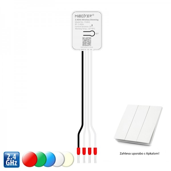 Modul brezžični RF oddajnik mini RGB/CCT PUSH2 2,4GHz + 3xPUSH