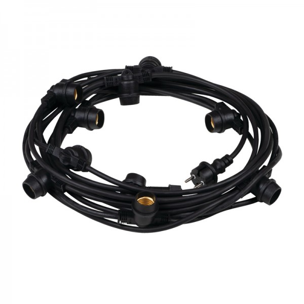 Svetlobna veriga - girlanda 11m 10xE27 IP44 črna brez žarnic