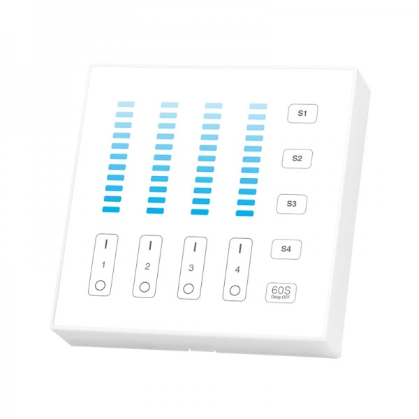 LED daljinski upravljalnik stenski panel DIMM B5-W 4 cone baterijski bel