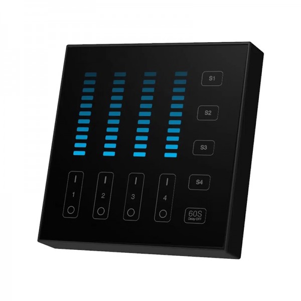 LED daljinski upravljalnik stenski panel DIMM B5-B 4 cone baterijski črn