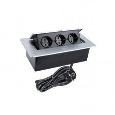 Pohištvena potopna vtičnica DLP KOMBIBOX 3xŠUKO s kablom 3m alu