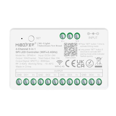 LED krmilnik SPI 5v1 5-24V 10A DIMM/CCT/RGB/RGBW/RGBW+CCT SPIW5-4 RF 2,4GHz +  WiFi