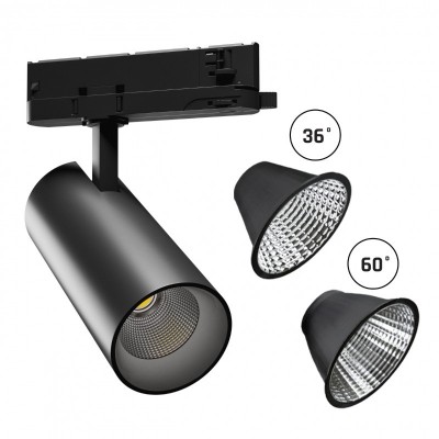 Tračni reflektor LED ANDROMEDA 2 24-30W 2500-3000lm 3000K 230V 36/60° Ra90 črn 