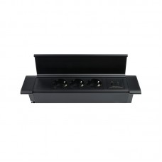 Pohištvena potopna vtičnica FLATBOX črna 3xšuko + USB(A+C) kabel 1,8
