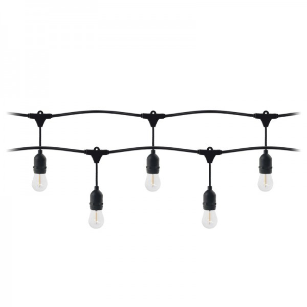 Svetlobna veriga - girlanda 10m IP44 LED 10xE27 1W 3000K črna