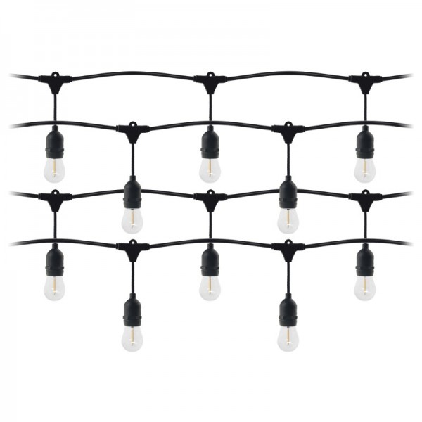 Svetlobna veriga - girlanda 20m IP44 LED 20xE27 1W 3000K črna
