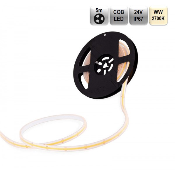 LED trak 24V COB 12W/m 2700K 10x4,6mm 1320lm IP67 5m/rola 320 LED/m CRI>90