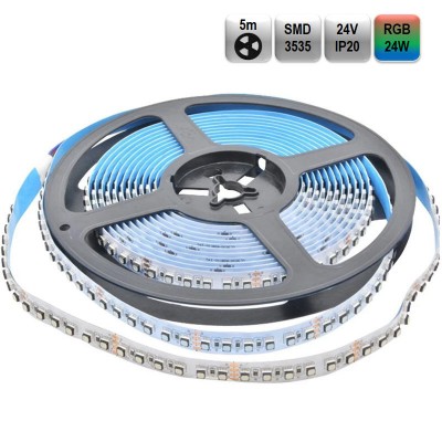 LED trak 24V SMD 24W/m RGB IP20 12mm IP20 5m/rola 60LED 3535 rez 5cm
