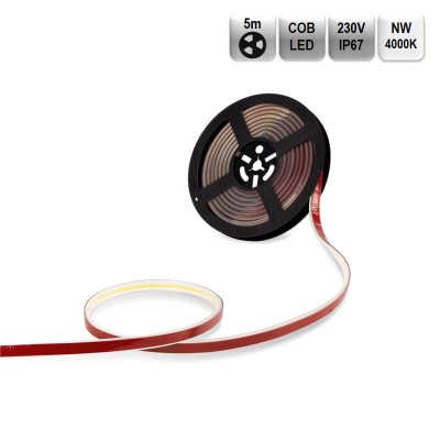LED trak COB 230V 10W 1000lm/m 4000K BC PRO 5m/R 288 LED/m IP67 12mm IP67 CRI90