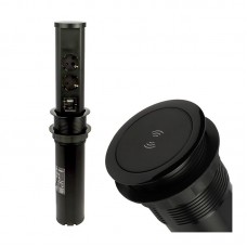 Pohištvena potopna vtičnica TOWERBOX 2xšuko USB AC brezžično polnjenje QC3.0 PD črna