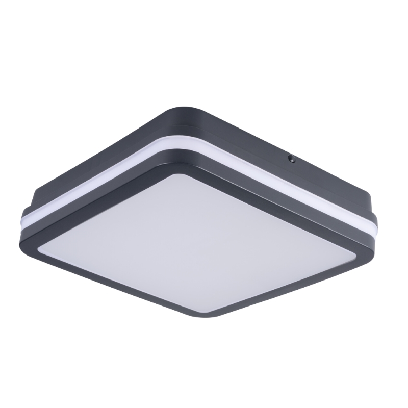Svetilka stropna s senzorjem LED BENO CCT 12-18W 3000/3500/4000K 1630/1770/1750lm kvadratna siva IP65